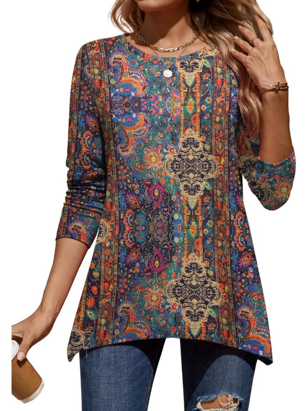 Zeagoo Long Sleeve Tops for Women Sweatshirt Crewneck Fall Clothes-Multicolor701